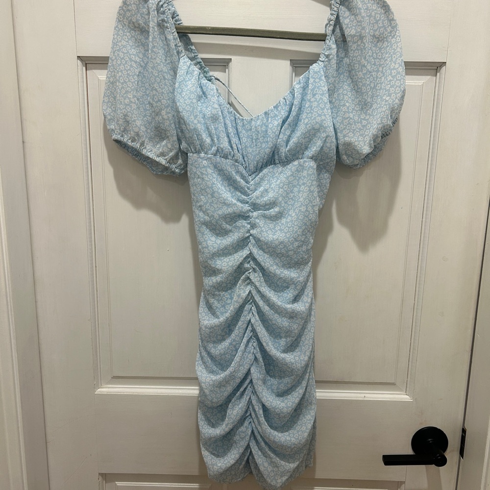 Cotton Candy LA Blue Ruched Corset Back Dress